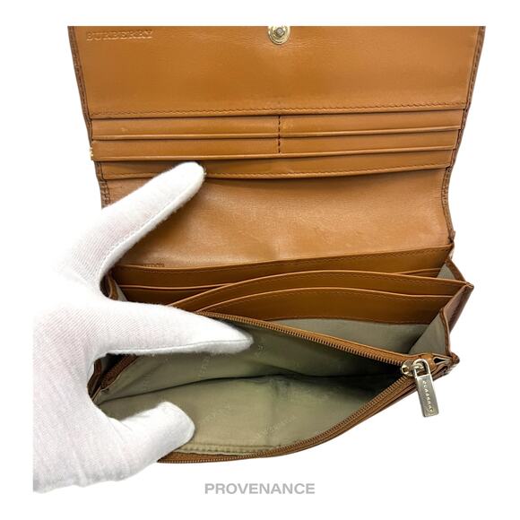 🔴 Burberry Long Snap Wallet - Haymarket Check Brown - Picture 7 of 10